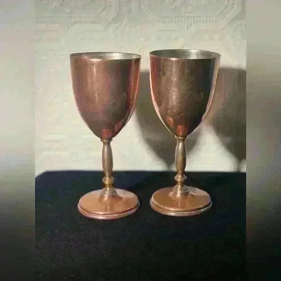 Vintage Copper  and Brass Goblets Set of 2 - Picture 1 of 7